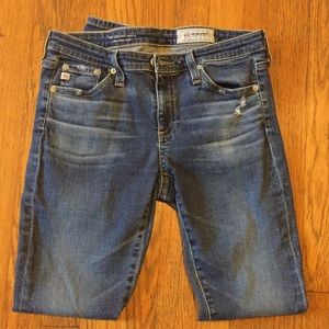 AG super skinny ankle jean w holes